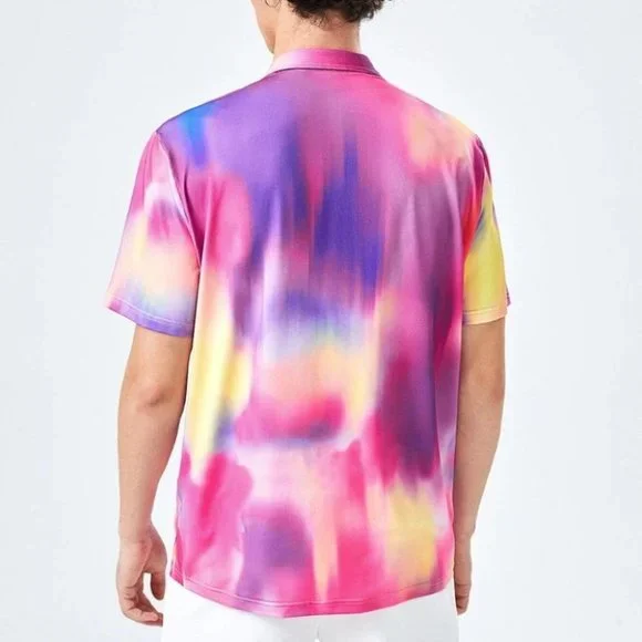 Purple Vacation Style Men's Tie Dye Shirt - Picture 2 of 4